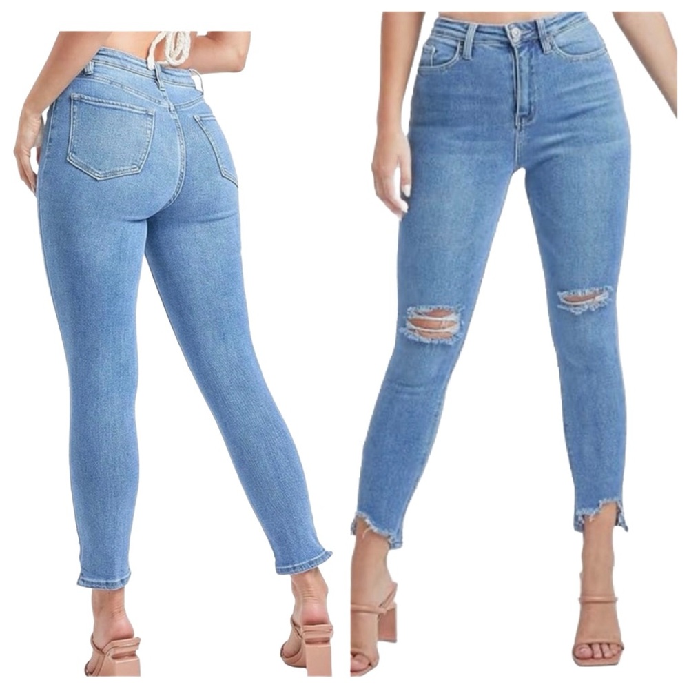 YMI Jeans | High Rise Denim Jean Pant Distressed, 5 Pockets, Stretch (11/30)